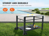 Outdoor Grill Dining Cart with Double-Shelf, 85*55cm BBQ Movable Food Prep Table, Multifunctional V952-JSHWBCTC85551FX8BV0