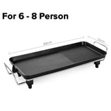 SOGA 68cm Electric BBQ Grill Teppanyaki Tough Non-stick Surface Hot Plate Kitchen 6-8 Person KOREANBBQPLATE68CM