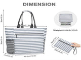 Blue Striped Beach Bag - Spacious Lightweight Tote for Travel, Pool & Summer Getaways V1192-D49