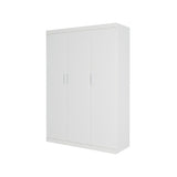 3 Door White Wardrobe White Handles, Hanging Rail & Shelves V63-953061