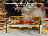 Roll Top Chafing Dish Buffet Complete Set, 9Qt Stainless Steel Chafer with Full Size Pan, Rectangle V952-ZFXQFGK1JTJSEAIBSV0