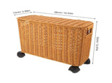 Narrow Plastic Rattan Basket with Lid and Wheels, Space-Saving Home Organizer for Efficient V1369-AZ3-W-14301