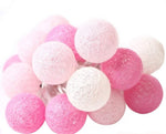 1 Set of 20 LED Pink 5cm Cotton Ball Battery Powered String Lights Christmas Gift Home Wedding Party V382-PINKBALLBATT20