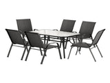 Gardeon 7PC Outdoor Dining Set Table and Chairs Patio Furniture Bistro Set Garden Black FF-DINING-140-7PCS-BK