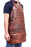Pierre Cardin Professional Leather Apron Butcher Woodwork Hairdressing Barber Chef - Cognac V563-PC3433-COGNAC