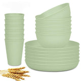 Wheat Straw Dinnerware Set Unbreakable Dinner Plates BPA-Free Dinnerware - Light Green - Size 01 V1106-122-43975-LIG-01