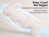 Long Rectangular Leg Pillow for Side Sleeping, Breathable Summer Cushion with Removable Washable V1107-115-33925-PNK-100CM