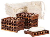 40PCS Soap Holder Set, 10 Wood Soap Dishes with Clear Moisture-Resistant Coating and 30 Cotton Linen V1369-AZ3-W-08735