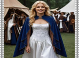 Women's Medieval Stand Collar Deluxe Velvet Gold Trim Cape for AdultRenaissance V1192-AZ-W-0130