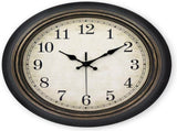 35 cm Classic Country-Style Wall Clock, Silent Analog Quartz Movement, Antique Black and Bronze V1188-MS-731-042