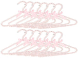 12PCS Pink Pearl Beaded Clothes Hangers Set, Small Wardrobe Hangers with Ribbon, Elegant Bowknot V1192-AZ-W-18457