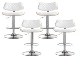 Artiss 4x Bar Stools Kitchen Dining Chairs Gas Lift Stool Wooden Leather White BA-TW-8095-WHX4