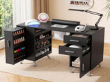 Artiss Manicure Table Nail Desk with Built-in Dust Collector Beauty Salon Station Drawers Shelves FUR-AD-MANICURE-3MOD-BK-AB