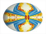 A yellow, blue and red football with color matching size5, PU fitting material, Christmas Boxing Day V1102-HYZQ00C09