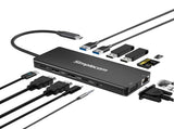 Simplecom CHN613 USB-C 13-in-1 Multiport Docking Station Dual HDMI VGA Triple Display USB 3.2 Gen V28-CHN613