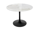 P&P Glossy Jade Round Sintered Stone Bar Table With Black Base For Stylish Interiors V767-ZT729BK-XNE