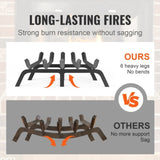 Fireplace Log Grate, 609.6mm Heavy Duty Fireplace Grate with 6 Support Legs, 19.05mm Solid V952-ZTXYMP34X3424Y84PV0