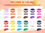 12 Pack 144Pcs Mini Paint Set with Brushes for Kids Adults Craft Paint, 12 Colors Washable V1369-AZ3-W-08403