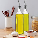 2 Pack Glass Olive Oil and Vinegar Dispenser Bottles with Stainless Steel Pourers, Labels, Brush and V1189-LC-AMZ-00248