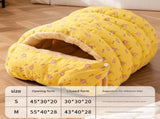 M size Yellow Plaid Cave Bed Winter Warm Enclosed Pet House Cozy Sleeping Bag Semi-Enclosed V888-ELOSUNG50374
