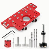 2-in-1 Cabinet Door Drilling Locator Template for Hinge and Handle Installation, Alloy Woodworking V1341-ZY-59PA4MXW-SET