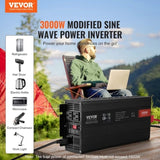 Modified Sine Wave Inverter, 3000Watt, DC 12V to AC 230V LCD Display Power Inverter with 3 AC V952-XZXNBQ3000WX61GMMV3