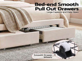 Artiss Double Bed Frame with 2 Storage Drawers Upholstered Velvet Platform Bed LED Headboard BFRAME-G-GLOW-D-WH-AB