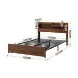 Artiss Queen Bed Frame Metal with Charging Station LED Light Storage Shelf MBED-D-ROCK-Q-WD-AB