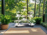 Movable Metal Plant Stand Garden Cart Indoor/Outdoor Decor V178-66992