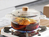 Glass Cooking Pot with Lid, 1.6L Heat Resistant Borosilicate Glass Cookware Stovetop Pot Set, V1370-AZ4-12241