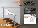 Handrails for Outdoor Steps, 59 in Length 3 Crossbars Stair Hand Rail Kit, Transitional Stainless V952-BXGSLZFS150CBU3NGV0