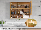 Bamboo Wall Medicine Cabinet Mirror 55.5cm 5 Shelf V178-66789