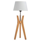 Bamboo Tripod Table Lamp Desk Modern Rustic Geo Light w Linen Shade V563-BR-75098