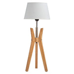 Bamboo Tripod Table Lamp Desk Modern Rustic Geo Light w Linen Shade V563-BR-75098