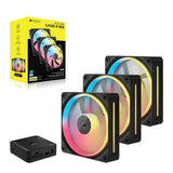 Corsair iCUE LINK LX120-R RGB 120mm PWM Reverse Fans Starter Kit Triple Pack - Black 66.7CFM, V1202-V2-CFCO-LX120R-3P-BK