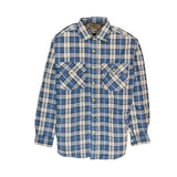 Mens Flannelette Long Sleeve Shirt 100% Cotton Check - Full Placket - Spanish Blue - 4XL V563-FS-FP22-149-4XL