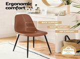 Artiss 4x Dining Chairs Retro PU Leather Kitchen Lounge Cafe Accent Chair Brown DINC-B-B04-BRX4