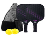 Purple Pickleball Set with 2 Paddles-2 Balls And Triangular Carry Bag V1221-PURPLE-PICKLEBALL-SET-WITH-2-PADDLES-2-BALLS-AND-TRIANGULAR-CARR