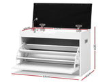 Artiss Shoe Rack Cabinet Bench 3-tier 15 Pairs White CABINET-8836-WH