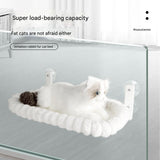 Grey Plush Cat Window Hammock with Strong Suction Cups, Faux Rabbit Fur Pet Bed for Cats and Small V888-ELOSUNG48636
