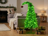 Christabelle 1.8m 6ft Gremlin Christmas Tree Pre Lit Green White LED Curved Top Red Bauble Arti 112_HZG6