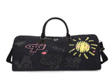 Large Capacity Canvas Travel Duffel Bag with Doodle Print - Weekend & Gym Tote V888-ELOSUNG37027