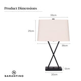Sarantino Pair Metal Table Lamp Rectangular Shade X Stand LMP-MLM-50643