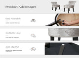 Grey Round Vanity Stool with Padded Seat and Backrest V767-XJJ379-SR-V1
