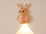 Adorable Cartoon Rabbit LED Motion Sensor Wall Light, Rechargeable Magnetic Cordless Night Lamp for V1341-ZY-GGQR38HB-WOODGRAIN-2PCS