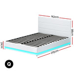 Artiss Bed Frame Queen Size LED Gas Lift White LUMI BFRAME-E-LUMI-Q-WH-ABC