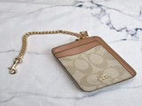 2 Pack Women's Mini Zip Card Holder & Coin Purse with Keychain Signature Khaki Brown & Brown White V888-ELOSUNG41463
