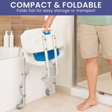 Orthonica Compact & Foldable Shower Chair w/Height Adjustable Aluminium Frame Non Slip Feet HDP SHC-MAS-ALU-54L