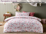 Happy Kids Farmyard Friends 2 Piece Washed Cotton Cover Comforter Set Single 160cm x 220cm V442-HIN-COMFORTER-FARMYARDFRIENDS-PINK-SB