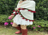 Handmade Rose Bouquet Blanket - Premium Finished Floral Nap Blanket, 113cm Diameter, 52 Flowers V888-ELOSUNG28386